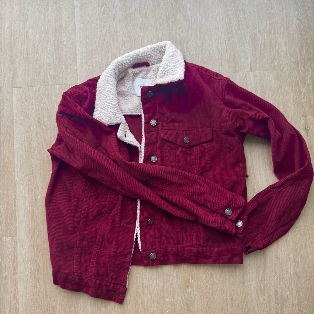 Burgundy Corduroy Jacket with Sherpa Lining